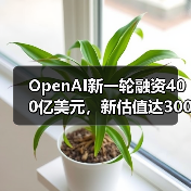 OpenAI完成400亿融资估值达3000亿美元创AI融资新纪录 OpenAI完成400亿融资估值达3000亿美元创AI融资新纪录