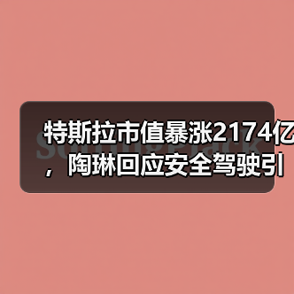 特斯拉市值暴涨2174亿，陶琳回应安全驾驶引关注